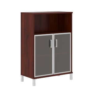 Шкаф средний с малыми стеклянными дверьми в AL-рамке B 420.4 900х450х1286 BORN