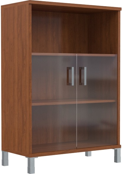 Шкаф средний с малыми стеклянными дверьми B 420.5 Орех Гарда 900х450х1286